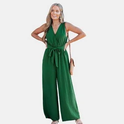 jumpsuit Cupshe Women's Elegant Sleeveless V-Neck Wide Leg Jumpsuit Target $42.99