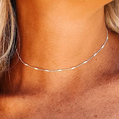 accessory Dainty Bar Satellite Sterling Silver Choker Necklace Etsy - SincerelySilverShop $27.2
