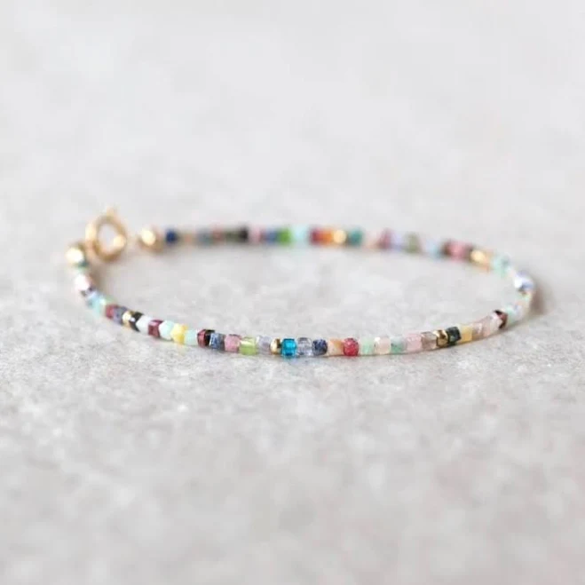 accessory Dainty Gold Filled Rainbow Bracelet with Multi Gemstones Etsy - DaintyGemsJewelry $43.5