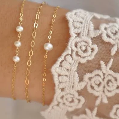 accessory Dainty Gold Pearl Chain Bracelet Etsy - Seller $45