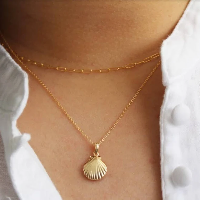 accessory Dainty Gold Seashell Charm Necklace Etsy - shopluminjewelry $53.53