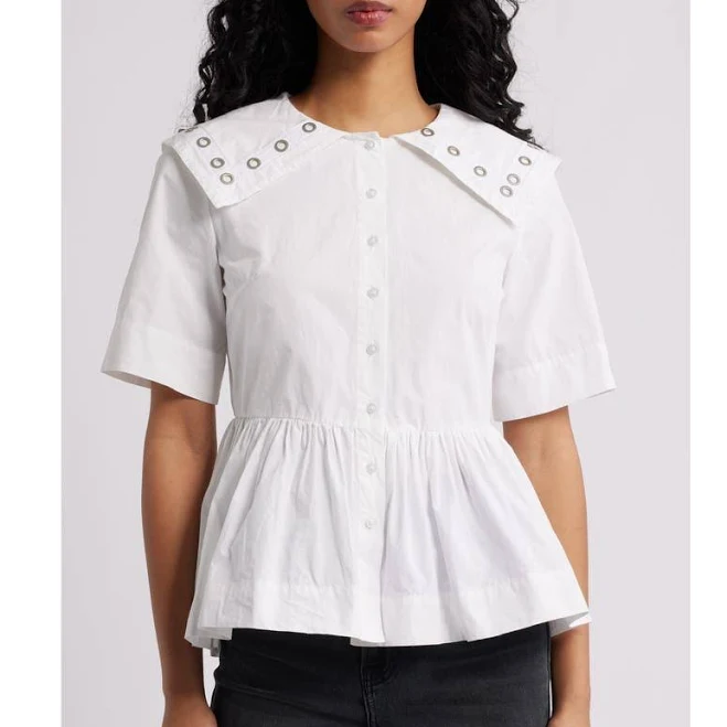 blouses Damson Madder Cyrus Grommet Collar Peplum Top Nordstrom $115