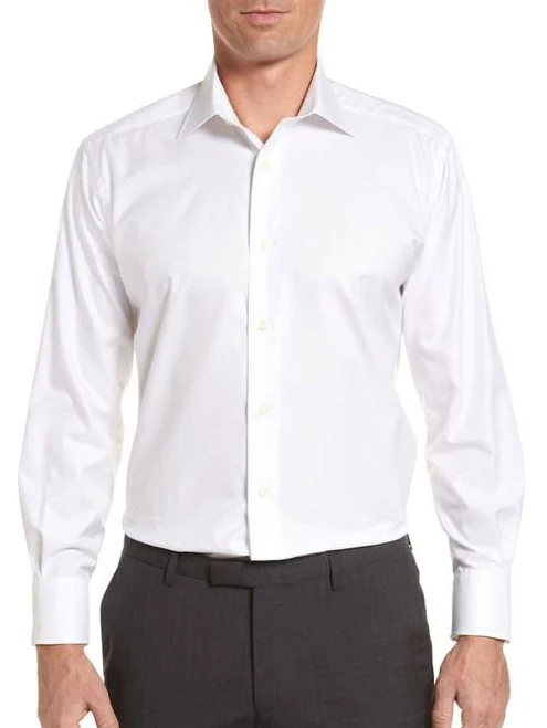 top David Donahue Regular Fit Superfine Twill Dress Shirt in White at Nordstrom, Size 17 - 34 Nordstrom $175