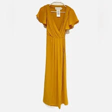 dress David's Bridal Marigold Flutter Sleeve Georgette Wrap Bridesmaid Dress Poshmark $60