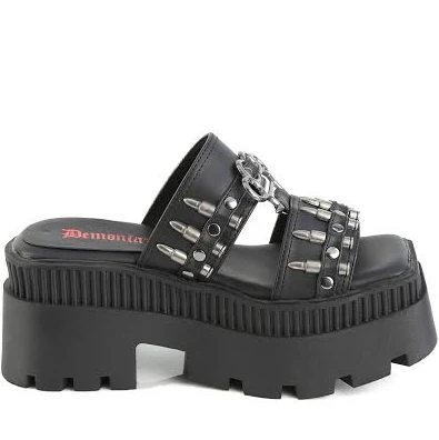 shoes Demonia Wrath-08 Platform Chunky Heel Sandals Dolls Kill $81.95