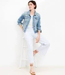 jacket Denim Trucker Jacket in Light Mid Indigo Wash LOFT $58.8