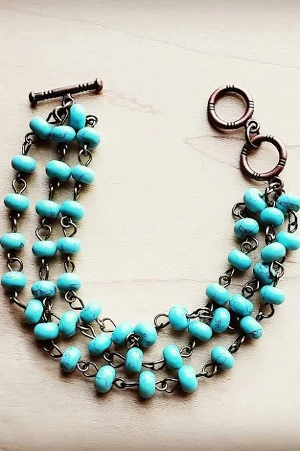 accessory Desert Line Turquoise Triple Strand Bracelet GFlboutique1 $26
