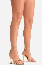 shoes Dollie Bow Detail Ankle Strap Heel In Gold Metallic Faux Leather egoshoes.com $25