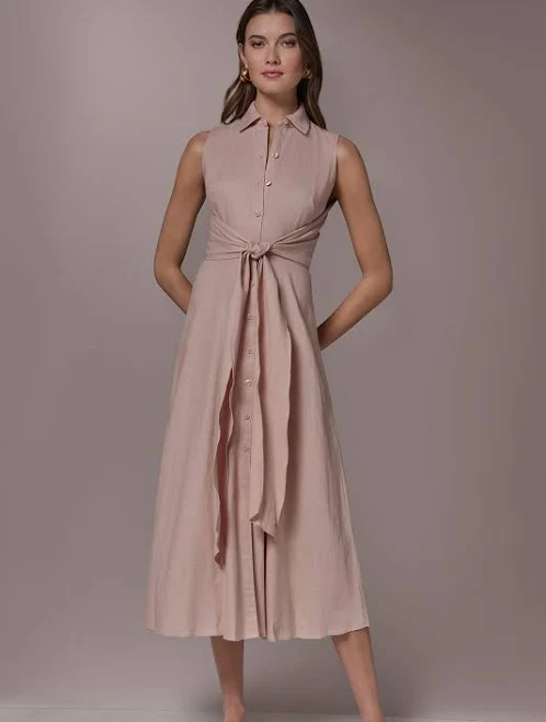 dress Donna Karan Women's Sleeveless Linen-Blend Midi Shirtdress Donna Karan $179