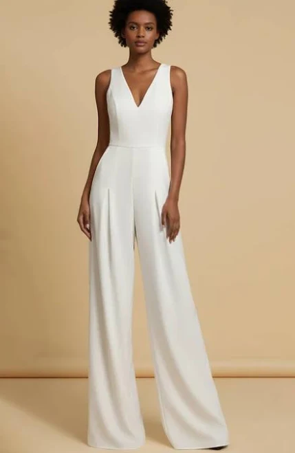 jumpsuit Dorris Wedding Deep V Sleeveless Wide Leg Jumpsuit Dorris Wedding $143.99