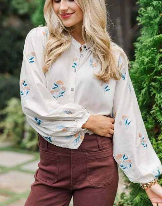 top Dreamy Details Embroidered Blouse The Mint Julep Boutique $72
