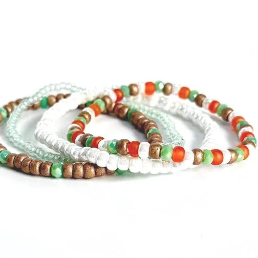 accessory Earthy Beaded Boho Wood & Pearl Stretch Bracelet Stack Etsy - Seller $30
