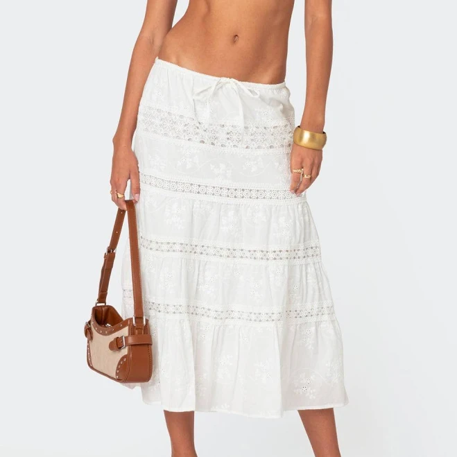 skirt Edikted Women's Tiered Cotton Lace Midi Skirt edikted $49