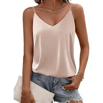top Ekouaer Women's Silk Satin V-Neck Camisole Tank Tops Target $16.99