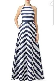 maxi dress Elegant Navy & White Striped Halter Maxi Dress with Pockets Summer Wedding Guest eBay $199.99
