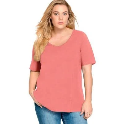 top ellos Women's Stretch Knit V-Neck Short Sleeve Tunic Target $35.99