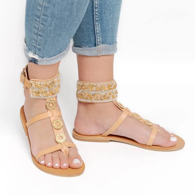 shoes Embellished Leather Sandals Etsy - PhilioShop $61.54