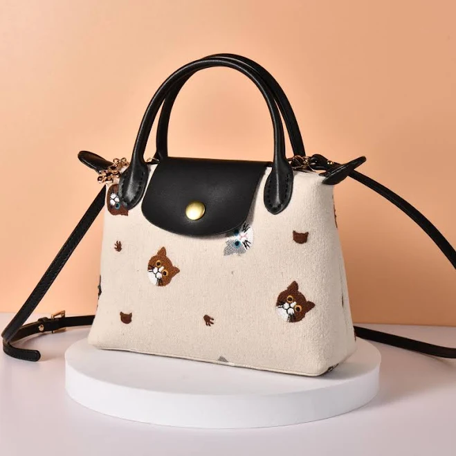 bag Embroidered Canvas Mini Handbag with Crossbody Strap Etsy - Seller $43.99