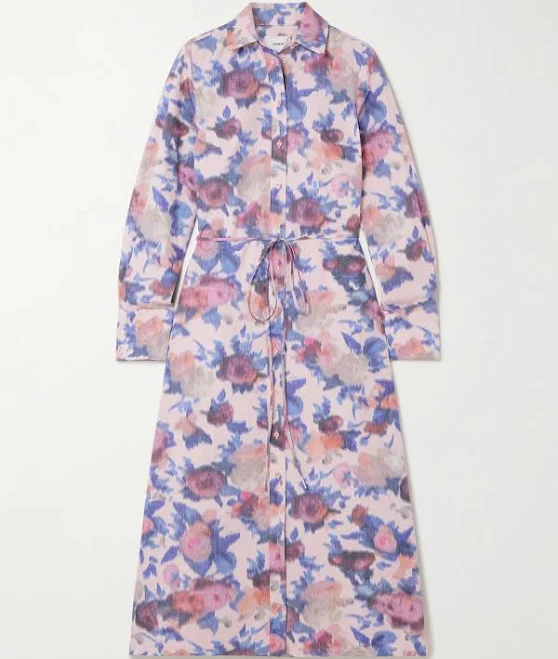 dress Erdem Women's Belted Floral-Print Cotton-Poplin Midi Shirt Dress NET-A-PORTER $498