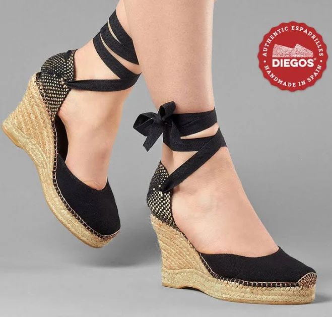 shoes Espadrilles with High Wedge Platform and Ankle Ribbons diegos.com $80.1