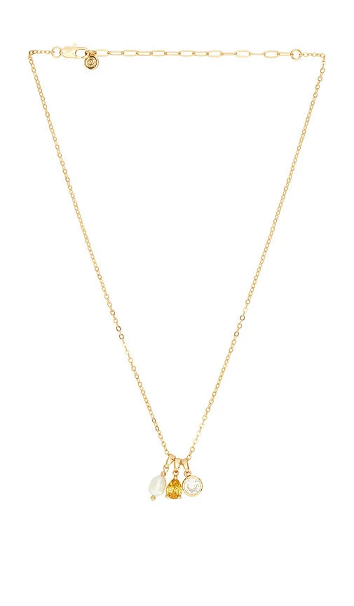 accessory Ettika Dainty Metallic Gold Triple Charm Necklace REVOLVE $65