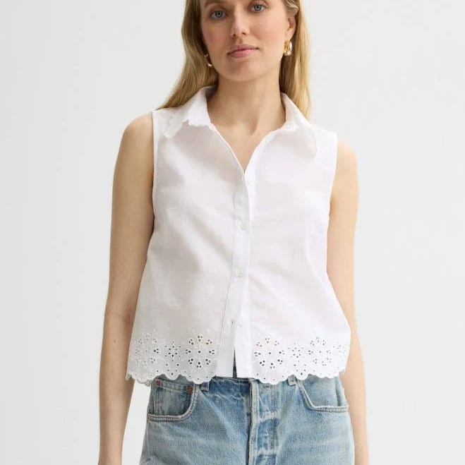 sleeveless top Eyelet Embroidery Button Up Cece Rent The Runway $79