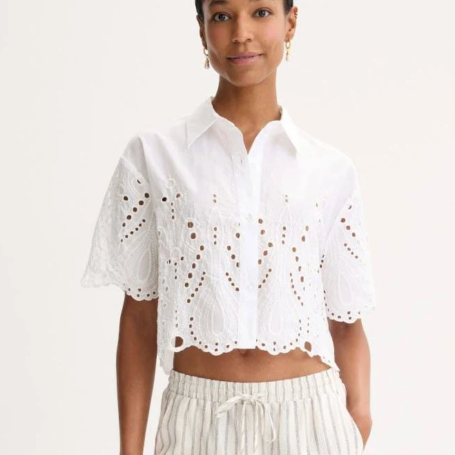 blouses Eyelet Hem Camp Shirt Rent The Runway $79