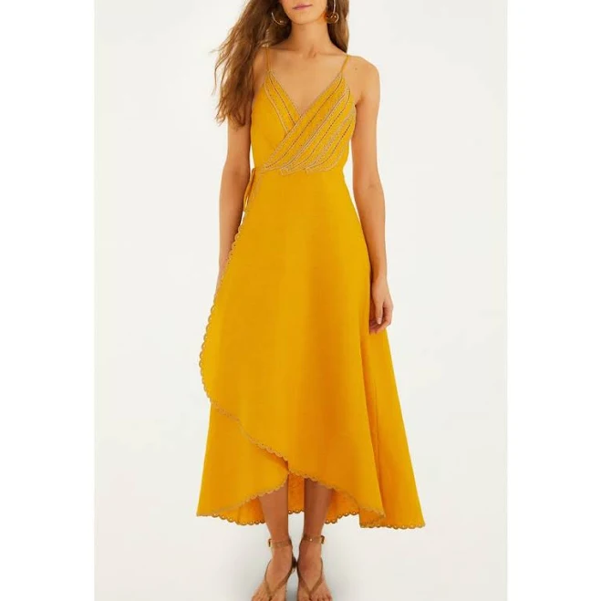 dress FARM Rio Bananas Premium Linen Maxi Wrap Dress Nordstrom $298