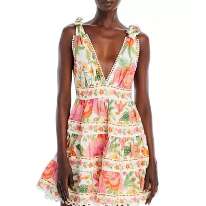dress Farm Rio Dresses | Farm Rio Floral Mini Dress - Pink, Green, Orange | Color: Orange/Pink | Size: M | Livmariebrown's Closet Poshmark $115