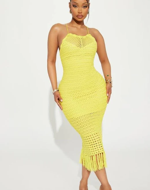 dress Fashion Nova Jazmin Crotchet Halter Crochet Midi Dress Fashion Nova $35.99