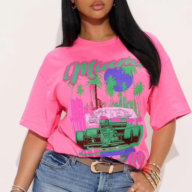 top Fashion Nova Miami Racing Oversized Graphic T-Shirt Fashion Nova $19.99