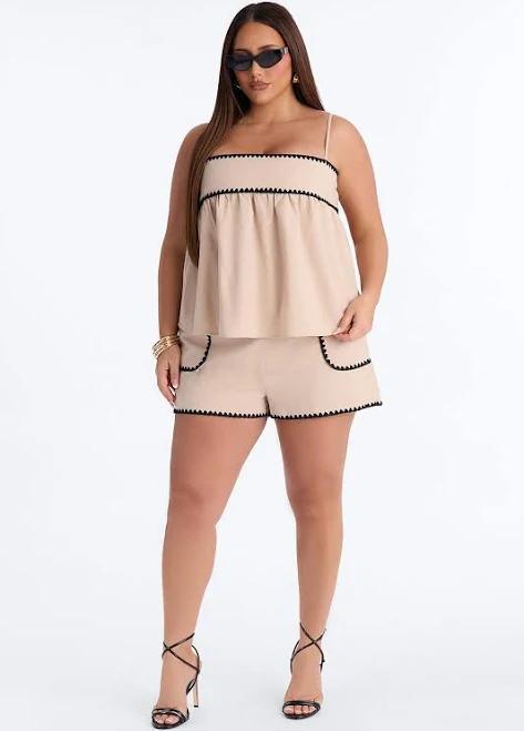 matching set Fashion Nova Sleeveless Linen Tank Top Short Set Fashion Nova $34.99