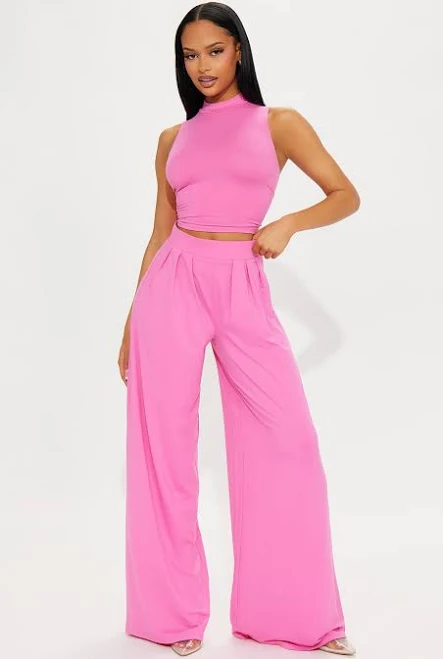 outfits Fashion Nova Sleeveless Tank Top and Wide Leg Pant Set Fashion Nova $16.5