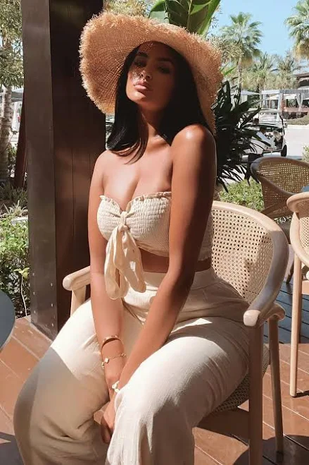 matching set Fashion Nova Strapless Pant Set in Cream, Size Brunch Or Vacation Fashion Nova $30.99