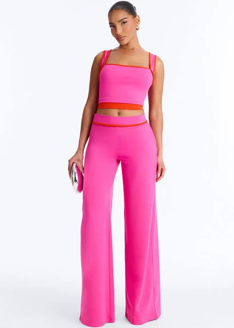 two piece set Fashion Nova Tie Back Sleeveless Cropped Tank Top and Wide Leg Pant Set Fashion Nova $23.99