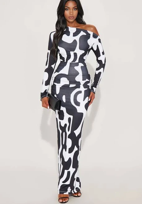 sundress Fashion Nova Venezia Off Shoulder Abstract Maxi Dress Fashion Nova $14.98