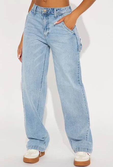 jeans Fashion Nova Women's Get It Curvy Carpenter Straight Leg Jeans Fashion Nova $20.99