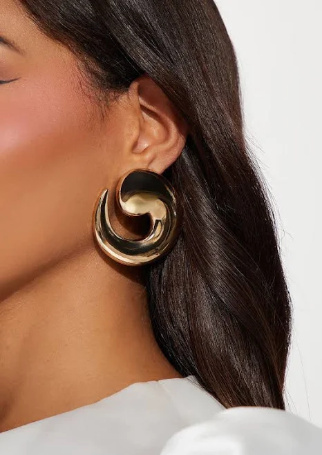 accessory Fashion Nova Women's Swirl Abstract Gold Earrings Fashion Nova $7.99