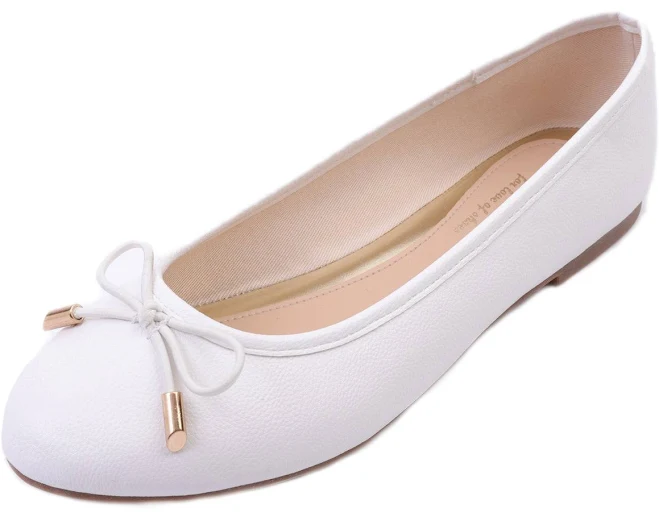 shoes Feversole Women's Round Toe Vegan Leather Ballet Flats with Metal Trim Feversole $32.99