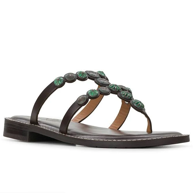 shoes Fiorella Studded Leather Thong Sandals Patricia Nash Designs $129