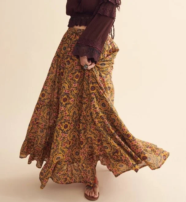 skirt Floral Tiered Maxi Skirt Earthbound Trading Company $44.95