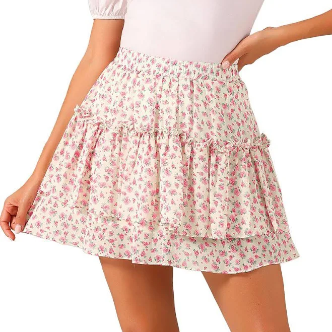 bottom Floral Tiered Ruffle Chiffon Mini Skirt Kohl's $31.07