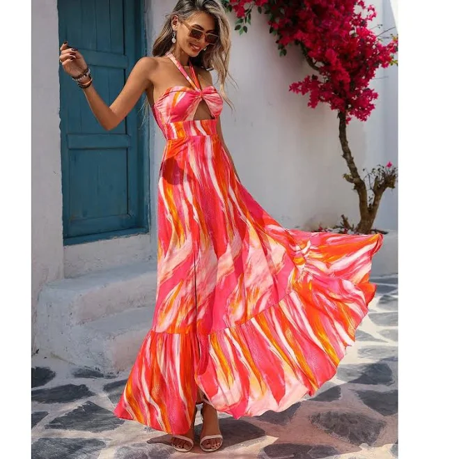 dress Flowy A-Line Ruffled Maxi Dress AliExpress $94.14