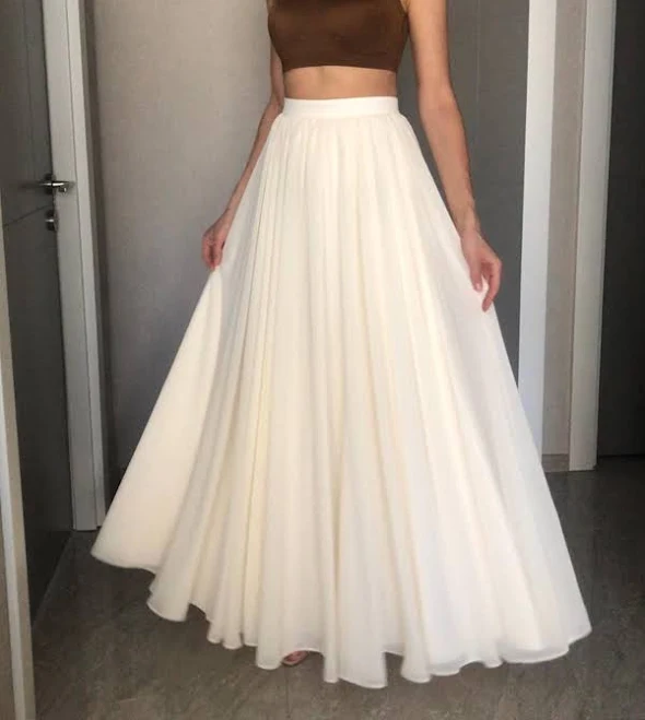 skirt Flowy Full Length Crepe Chiffon Maxi Skirt Etsy - Seller $180