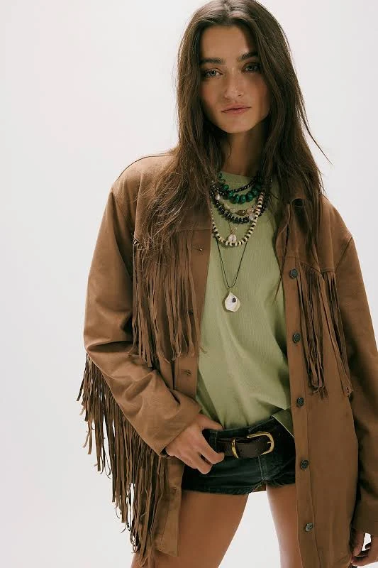 outerwear Free People Jackets & Coats Free People Fringe Out Vegan Suede Jacket Free People $168
