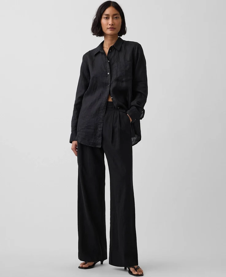 pants Gap Women's 365 High Rise Linen-Blend Trousers Gap $44