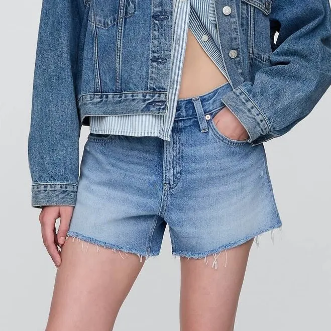 shorts Gap Women's 4" Mid Rise Ultrasoft Relaxed Cutoff Shorts Gap $35