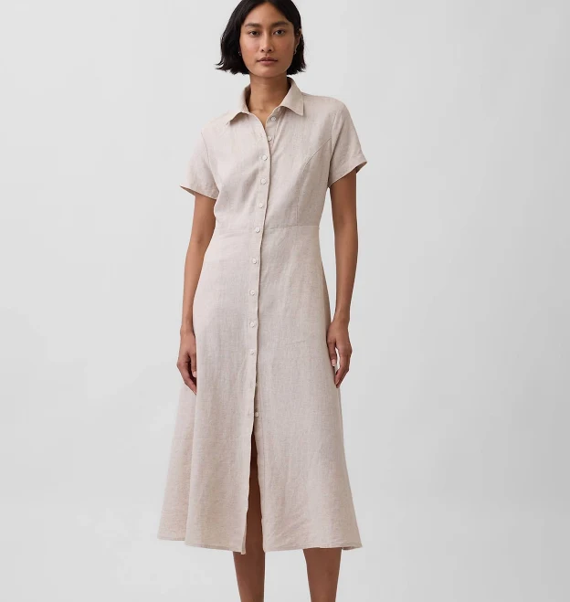 dress Gap Women's Linen-Blend Midi Shirtdress Gap $78