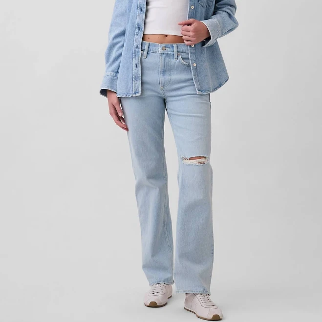 jeans Gap Women's Mid Rise Relaxed Straight Jeans Gap $35