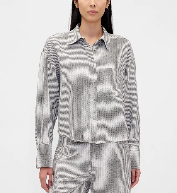 matching set Gap Women's Oversized Linen-Cotton Shirt Gap $39